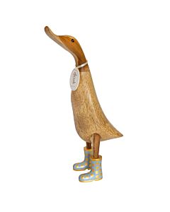 DCUK Natural Finish Ducklet with Pastel and Gold Spotty Welly Boots-Lilac